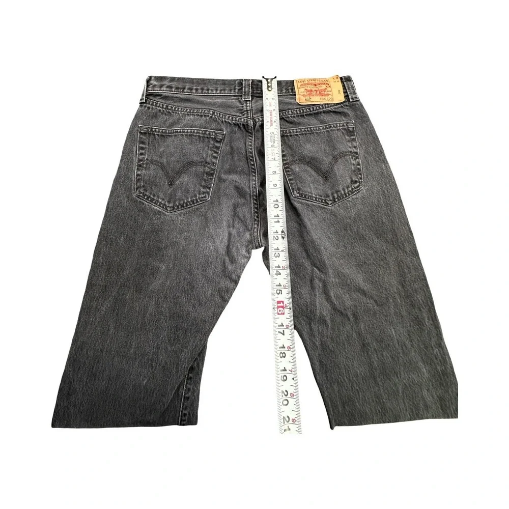 Levi's Jeans Mens 36x29 Black 501 Original Straight Leg Button Fly Denim Pants